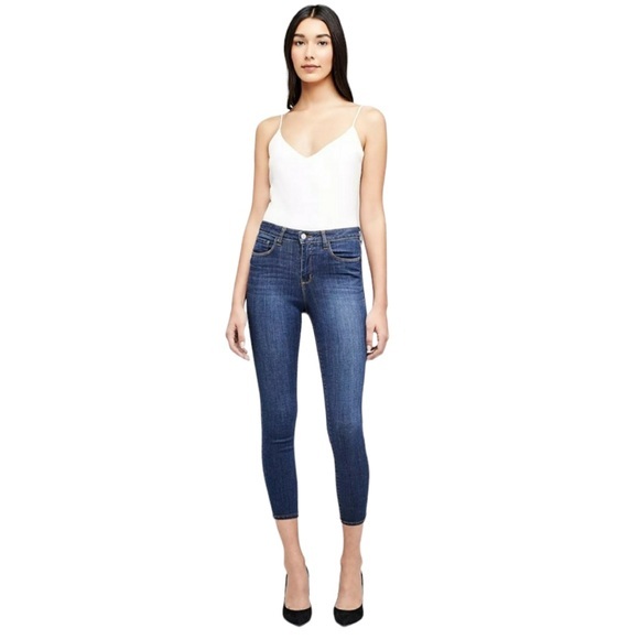 L'AGENCE Margot high waist skinny crop prime blue vintage NWT size 24 - Picture 4 of 5